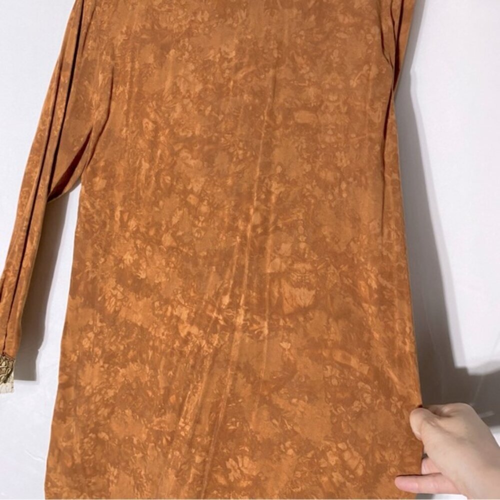 Vintage Nativewear Designs Burnt Orange Stone Wash Long Sleeve Button Up Top M - Picture 10 of 13